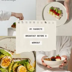 Fuel your body and your goals with a wholesome pre-workout breakfast. This collage shows different balanced and delicious options to keep your energy high for a stronger performance.