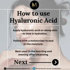 To get the most out of Hyaluronic Acid, it's important to know how to use it. We recommend applying it on damp skin to lock in hydration, followed by a moisturizer to seal it in.