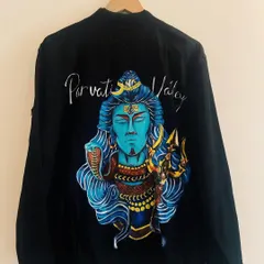 A custom hand-painted jacket featuring a powerful depiction of Lord Shiva for Parvati Valley. This is a great example of how we can merge spiritual art with fashion.