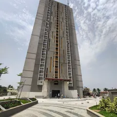 This dramatic view of a residential apartment tower on Tumkur Road highlights our expertise in designing high-rise buildings that are both structurally sound and aesthetically distinct.