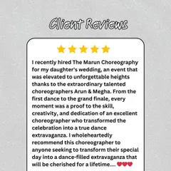 "From the first dance to the grand finale, every moment was a proof of their skill." We are committed to transforming your celebration into a dance-filled extravaganza.