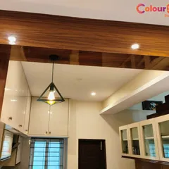This project showcases our wood polishing service on a ceiling beam, complementing the kitchen cabinetry. The high-gloss finish adds a premium look and ties together the different elements of the open-plan space.