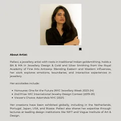 Meet the artist behind our 'Cast Your Jewel' workshop, Pallavi Verma, a jewelry artist with roots in traditional Indian goldsmithing.