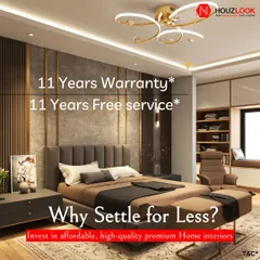 Why settle for less when you can have it all? This premium bedroom illustrates our commitment to high-quality interiors, backed by an 11-year warranty and 11 years of free service for complete peace of mind.