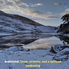 The serene, snow-covered landscape of Brahmatal. This winter trek offers a spiritual awakening amidst frozen lakes and quiet, pristine nature.