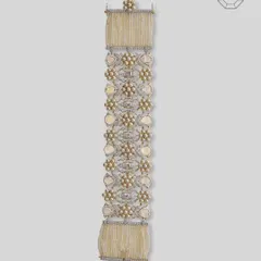 The full view of our versatile pearl bracelet and choker. This piece is a true show of craftsmanship, designed to be fluid, adaptable, and make an impression no matter how you style it.