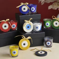 My Evil Eye candles are now available in a range of vibrant colors, each with its own meaning and fragrance. This image displays the full collection.