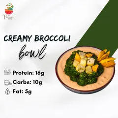 Our Creamy Broccoli Bowl is a fantastic source of vegetarian protein, with 16g per serving. It features air fried broccoli and paneer in our special in house chipotle sauce, making it both nutritious and delicious.