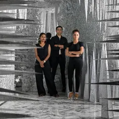 Our team inside the 'Palate Cleanser' installation. This project was a collaborative effort, bringing together artistic vision and technical execution to create a space that is both a passage and a destination in itself.