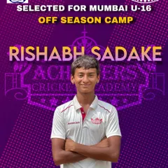 Another proud moment as Rishabh Sadake is selected for the Mumbai U-16 Off-Season Camp. This is a fantastic opportunity and a reward for his consistent efforts on the field.