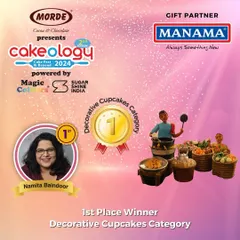 I'm overjoyed to have won 1st place in the Decorative Cupcakes category at Cakeology Bengaluru 2024 for my "Markets of India" display.