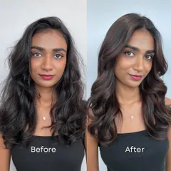 This is the kind of transformation you'll learn to create. This before-and-after showcases our signature Matryoshka balayage technique, which adds depth and dimension for a stunning, seamless result.