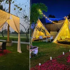 I specialize in creating the perfect "yes" moment. Here are two of my favorite romantic proposal setups: a dreamy outdoor canopy with a fairy light ceiling and a cozy teepee for a more intimate, boho-chic proposal.