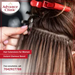 This is a close-up of the hair extension application process. I carefully attach each strand to give you an instant glamour boost and the fuller hair you've been wanting.