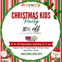 A special Christmas offer just for my community! KidyWidy members get an exclusive 10% discount at the Teeny Town Christmas Kids Party, featuring games, dance, food, and gifts.