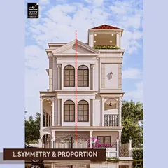Symmetry and proportion are the art of perfect balance in classical architecture. This image illustrates how we apply this principle to create facades that are harmonious and visually pleasing.