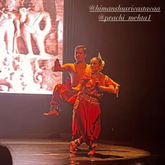 Another shot from "Antardweep." This production explored the idea of the body as a temple, using the visual backdrop of ancient sculptures to enhance the narrative.