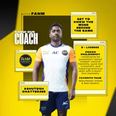 Get to know Coach Ashutosh Chatterjee, a D-Licensed coach who emphasizes possession-based football and tactical flexibility. He is dedicated to fostering technical skills with a team-first mentality.