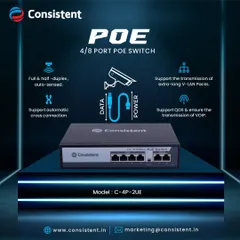 This graphic illustrates how our 4-port PoE switch simplifies installations by combining data and power into one cable for devices like IP cameras. It's a clean and efficient way to power your network peripherals without needing extra power outlets.