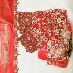 A closer look at the heart of my craft. This blouse sleeve, crafted on delicate net fabric, is a canvas of dense floral and bird embroidery. I used scalloped cut-work techniques to create a soft, elegant edge, making this piece a true tribute to the art of hand embroidery.