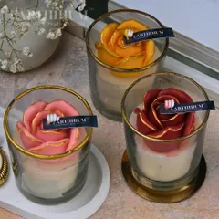 A bloom for every mood. My floral votive candles, each with delicate petals edged in gold, are designed to bring timeless elegance to your decor. They look beautiful grouped together or as a single statement piece.