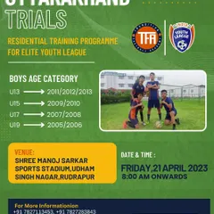 Our scouting network extends to Uttarakhand. This announcement for our Rudrapur trials outlines the specific birth years for each age category, ensuring players have a clear understanding of the requirements for our residential training program.