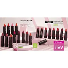 A clean, organized product shot for the Colourbox lipstick range, displaying 20 different shades. This is an example of my catalogue and e-commerce photography, designed to show product variety clearly and attractively.