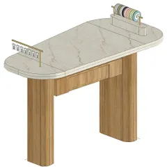 For us, designing a space is incomplete without designing the furniture. This 3D render shows a custom display table we designed for Entisichocolatier in Pune, combining a marble top with a fluted wood base.