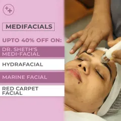 A client enjoying a MediFacial treatment. Our facials, such as the HydraFacial and Marine Facial, are customized to provide deep cleansing, exfoliation, and hydration for an instant glow.