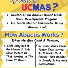 What is UCMAS? This graphic explains our core concept. We use the abacus as a tool for a whole-brain development program, teaching children to visualize numbers and calculate with incredible speed and accuracy.