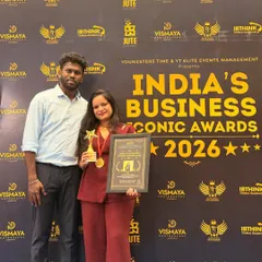 Posing with the award and trophy. We are so grateful for the recognition and the growth of our business.