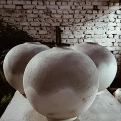 A family of moon jars waiting in the studio. I love making these large, quiet forms. They have a powerful presence and each one carries the subtle textures and marks from its creation.