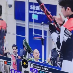 Our Director, Mr. Dhiraj Singh, is seen here officiating as an International Jury member during the ISSF World Cup, overseeing the world's top shooters in competition.