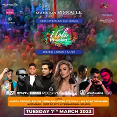 The main poster for 'Holi Invasion', another premium Holi festival I performed at in Mumbai, showcasing a star studded artist lineup.