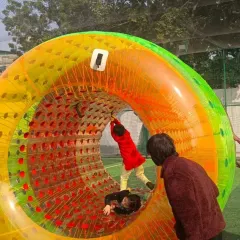 This giant inflatable roller wheel is a unique and exciting activity for kids. They can climb inside and work together to roll it across the grass, which is always a source of great laughter.