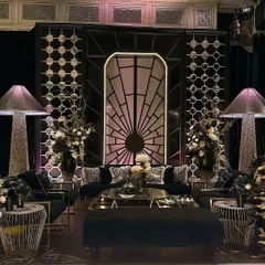 Welcome to The Dark Club. This image captures the essence of a bold, enigmatic, and unapologetically luxe birthday lounge I designed. Every element, from the architectural panels and statement lamps to the animal-print cushions and velvet seating, was intentionally layered to build an immersive, high-energy atmosphere.
