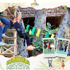 Courage and confidence take flight at our Hakuna Matata adventure camp. We provide a safe and encouraging environment for children to try new things, like conquering the zip line with a huge smile.