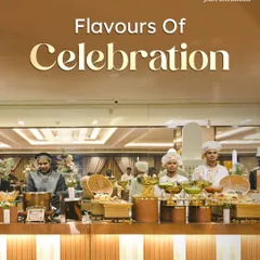 This is what the flavours of celebration look like. A grand buffet spread, meticulously arranged with gleaming copper vessels and staffed by my professional team, ready to serve an unforgettable feast.
