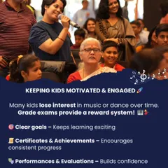 Grade exams are a great way to keep kids motivated. The system of clear goals, certificates, and performance evaluations turns learning into an exciting and fulfilling experience.