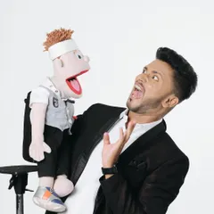A dynamic shot from our professional photoshoot. It captures the fun and often chaotic relationship between me and Bunny.