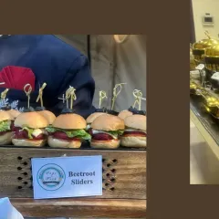 My catering service is perfect for exclusive events. This image shows my Beetroot Sliders being served at a private party, highlighting my unique and gourmet appetizer options.