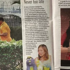 Another feature, this time in Mid-Day, talking about my journey and how I started ventriloquism in my 40s.