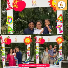 Capturing the joy of the first day. Families celebrate the beginning of their child's educational journey with us, marking the moment with smiles and a fun photo booth.