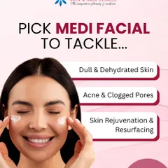 A Medi-facial is not a standard spa facial; it is a medical-grade treatment customized by me to address your specific skin issues. I use it to effectively target concerns like dullness, dehydration, acne, and clogged pores for deep rejuvenation.