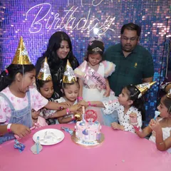 The cake cutting ceremony is the heart of any birthday. I create a beautiful setup with themed backdrops and decorations, making it a perfect photo opportunity and a cherished memory for the entire family.