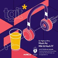 A stylish graphic promoting my bar night at Olive Bar & Kitchen in Bandra, one of Mumbai's trendiest spots.