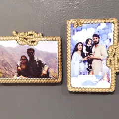 A pair of my rope-themed fridge magnets. This design adds a rustic, nautical touch to your photos, and I can create them in both horizontal and vertical orientations.