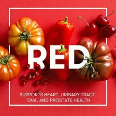 Red foods like tomatoes and pomegranates contain phytonutrients that support heart, urinary tract, and DNA health.