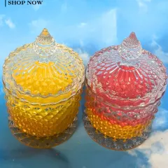 Brighten your space with our vibrant crystal jar candles. Hand-poured with love in yellow and red, they add a pop of color and fragrance to your day.