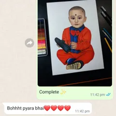 "Bohhht pyara bhai". So happy that the client loved this colourful portrait of the cute baby. This is why I love my job.